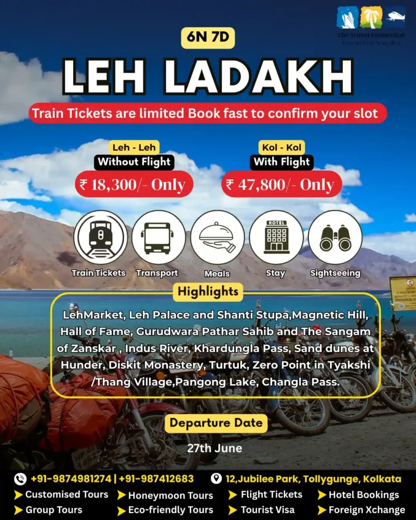 leh ladakh tour package from kolkata
