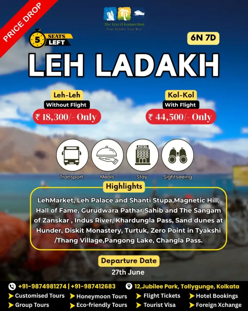 ladakh tour package from kolkata